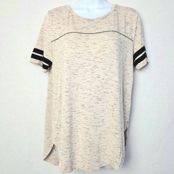 Maurices 24/7 Striped Sleeve Tunic Tee Beige S - Picture 1 of 7